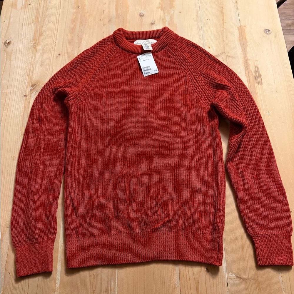 H&M L.O.G.G. Womens Shaker Stitch Raglan Sweater Rust Red XS 0567430002
